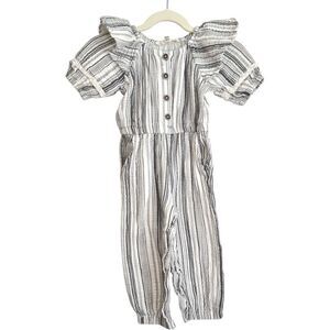 Jessica Simpson Girls Short Sleeve Striped 100% Cotton Romper Outfit. 24 Months.